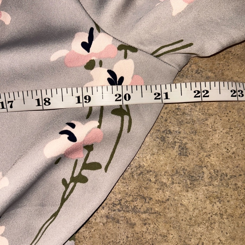 Loft Dress - gray long sleeve floral print pink/white cherry blossom - Picture 9 of 10